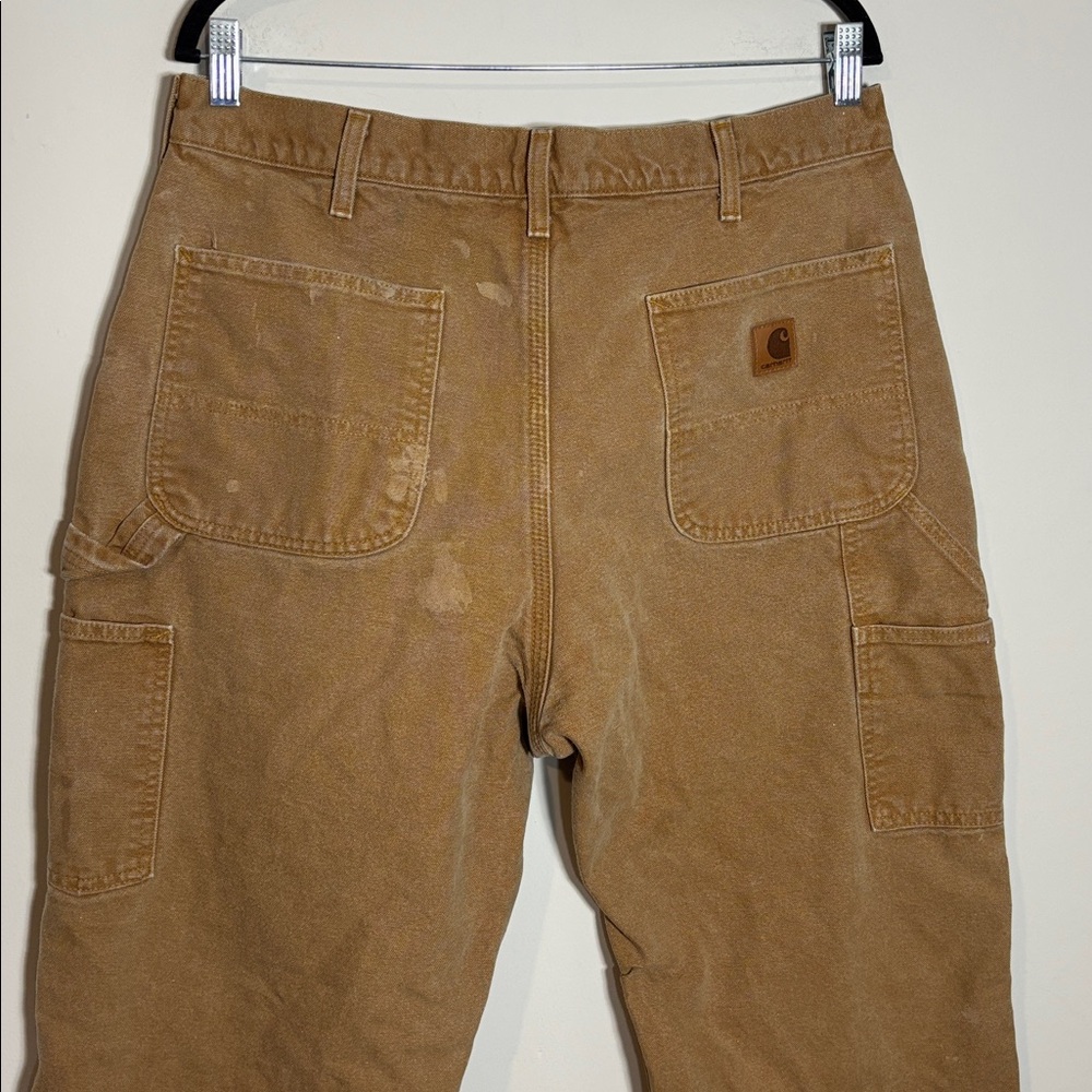 Vintage Carhartt B111 BRN Carpenter Work Pants Flannel 34x33 - Picture 4 of 5